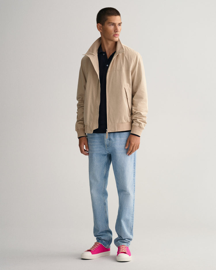 Kurtka męska z zamkiem i długim rękawem regular fit beżowa