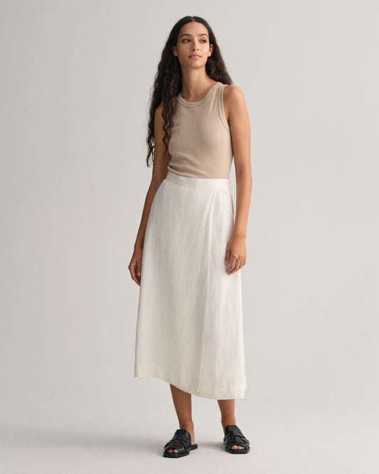 Spódnica midi z lnu i wiskozy