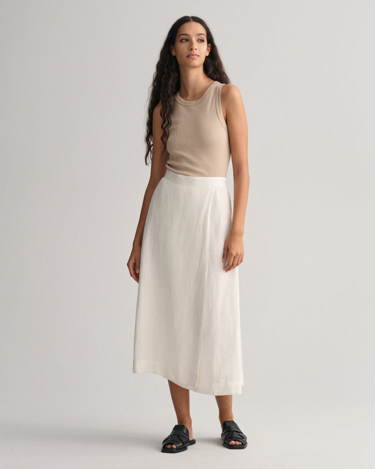 Spódnica midi z lnu i wiskozy