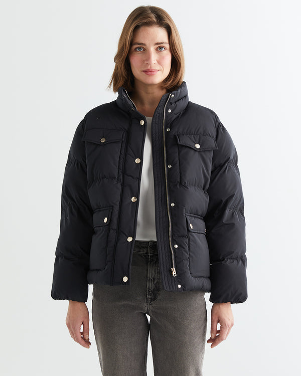 Kurtka damska ze stójką z długim rękawem regular fit czarna