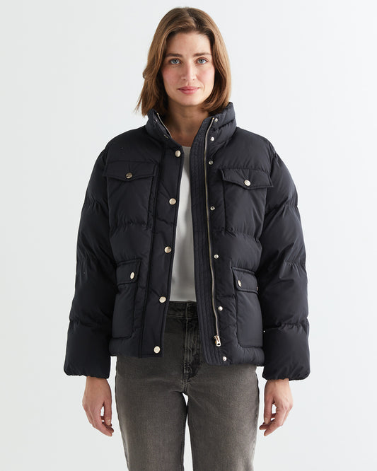 Kurtka damska ze stójką z długim rękawem regular fit czarna