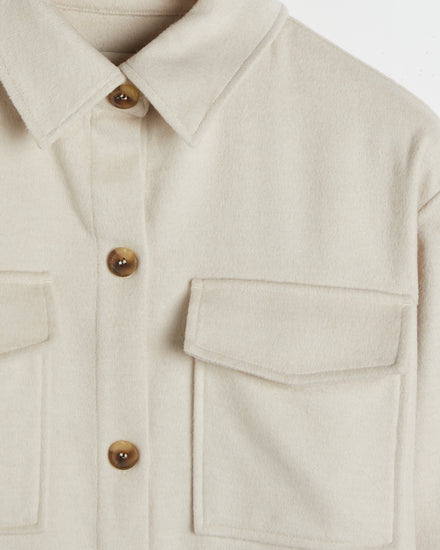 Koszula damska z długim rękawem relaxed fit kremowa