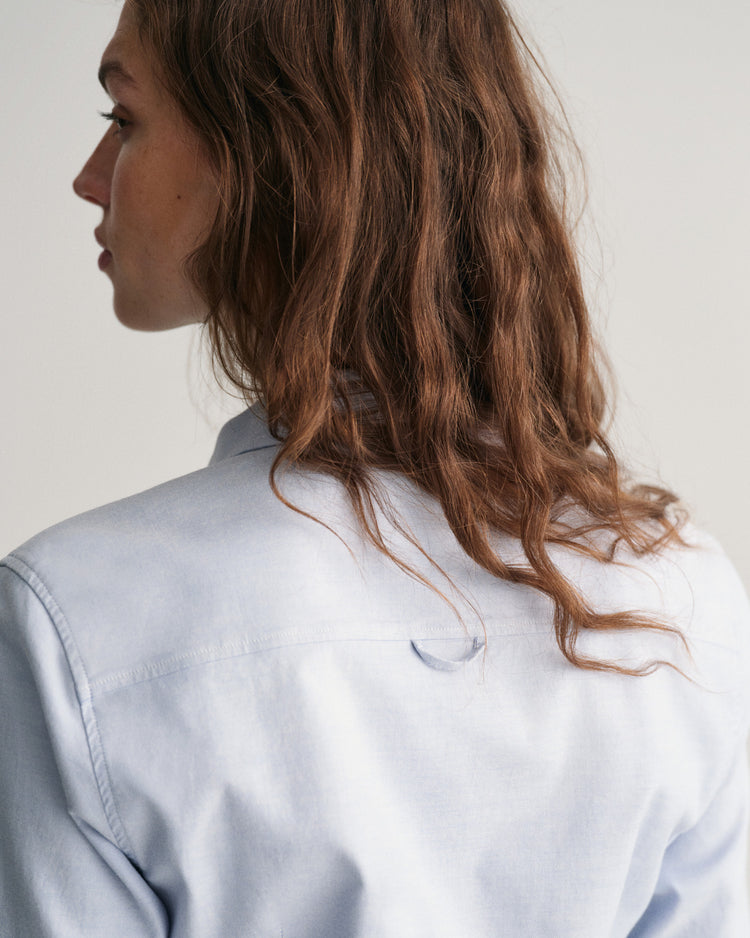 Koszula damska długi rękaw slim fit niebieska