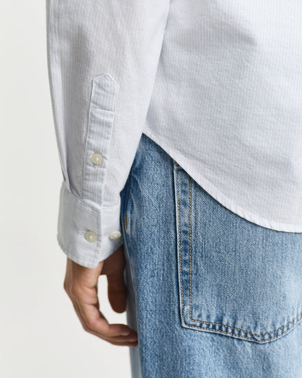 Koszula damska w paski z długim rękawem regular fit niebieska