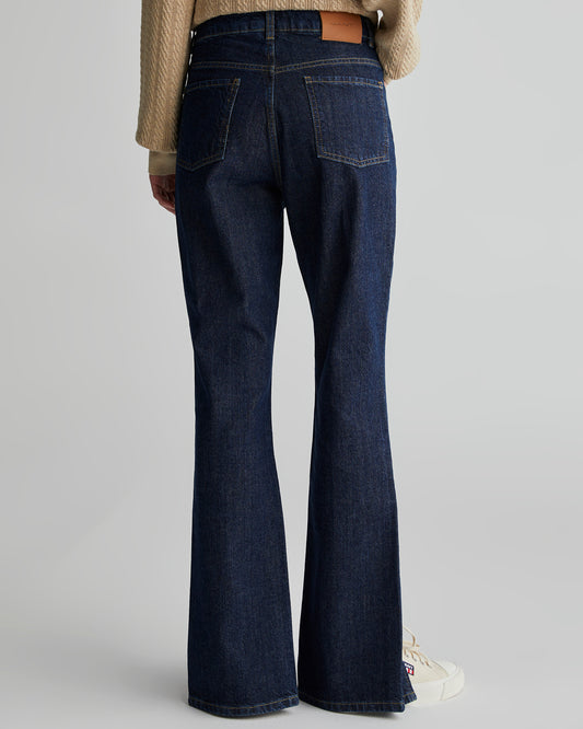 Bawełniane spodnie jeansowe damskie granatowe