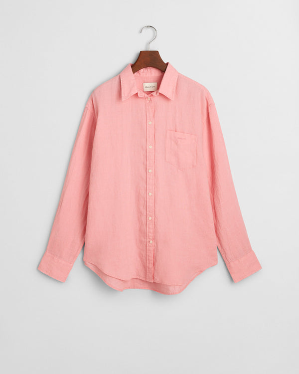 Koszula damska długi rękaw relaxed fit różowa