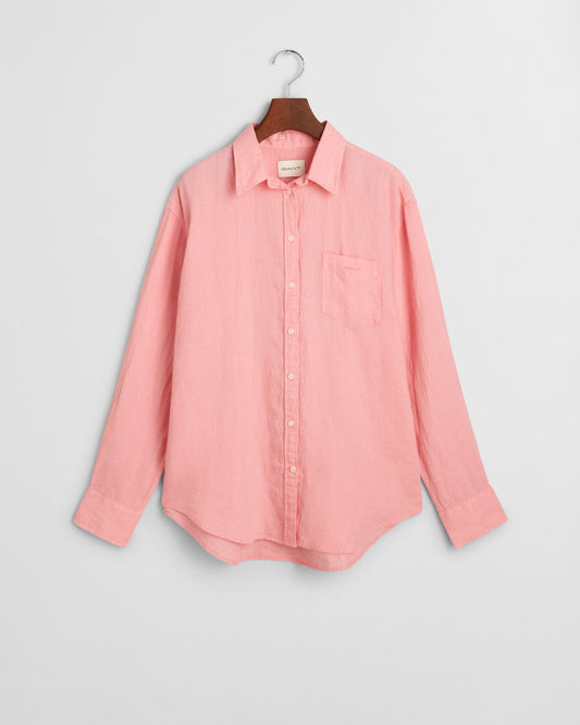 Koszula damska długi rękaw relaxed fit różowa