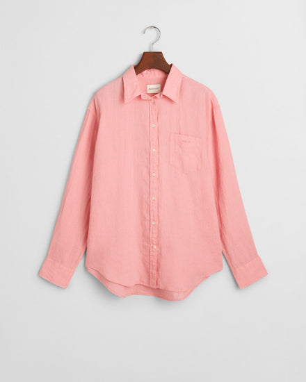 Koszula damska długi rękaw relaxed fit różowa