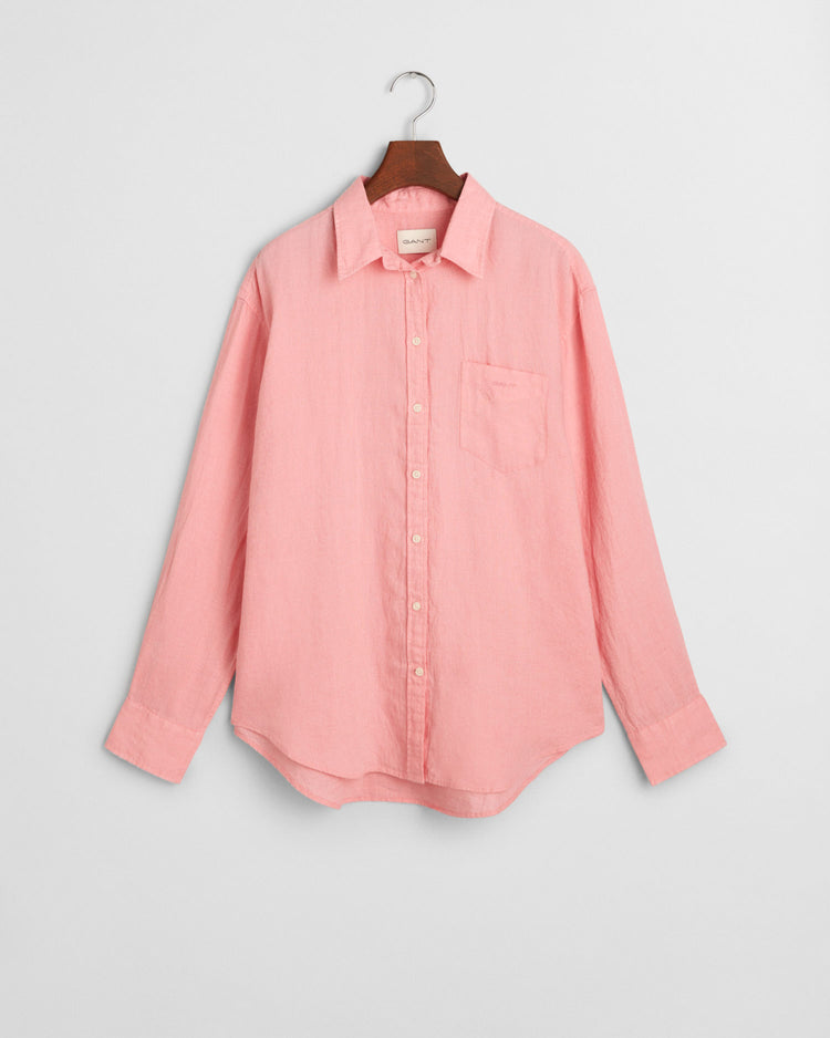 Koszula damska długi rękaw relaxed fit różowa