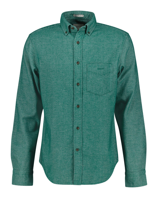 Bawełniana koszula męska z długim rękawem regular fit zielona