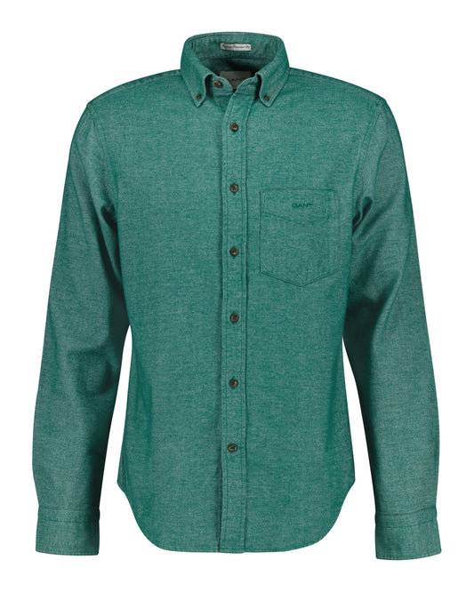 Bawełniana koszula męska z długim rękawem regular fit zielona