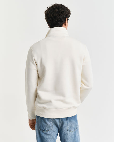 Bluza męska z zamkiem do połowy regular fit kremowa