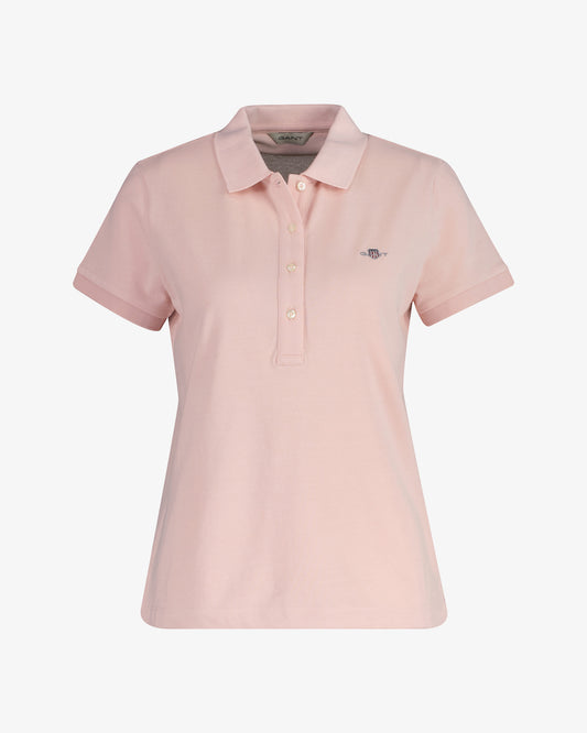 Polo damska z krótkim rękawem slim fit różowa
