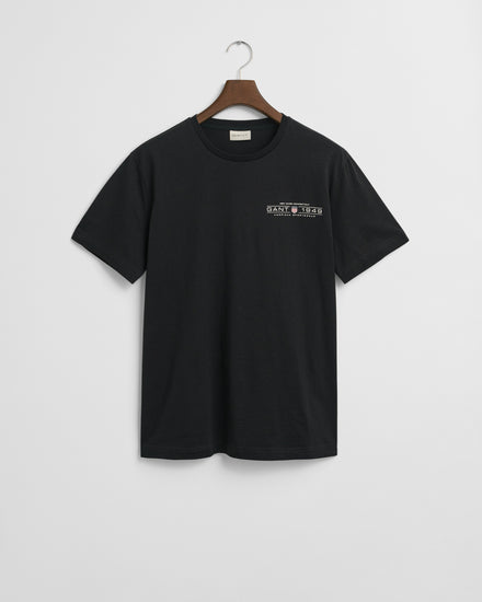 T-shirt męski z nadrukiem z okrągłym kołnierzykiem regular fit czarny