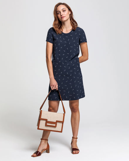 Sukienka damska z krótkim rękawem granatowa