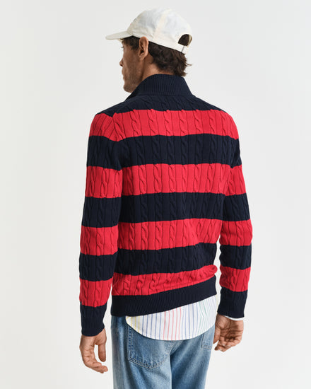 Sweter męski z zamkiem do połowy regular fit czerwony