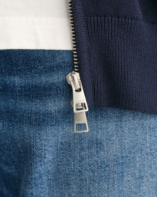 Sweter męski z zamkiem regular fit granatowy