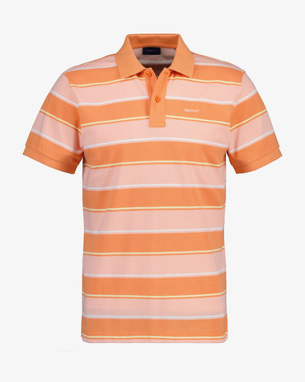 Bawełniany polo męski w paski z krótkim rękawem regular fit