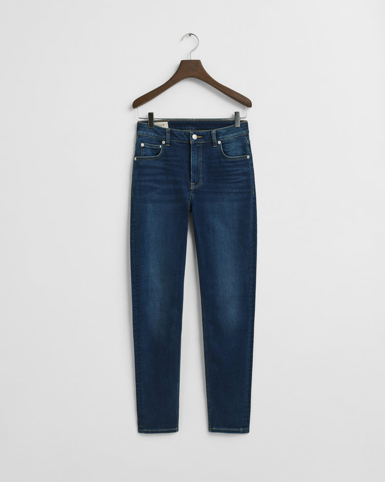 Spodnie damskie slim fit granatowe