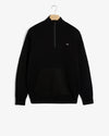 Sweter męski half zip z nadrukiem regular fit czarny