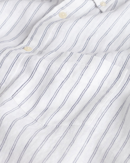 Koszula męska w paski z długim rękawem regular fit biała