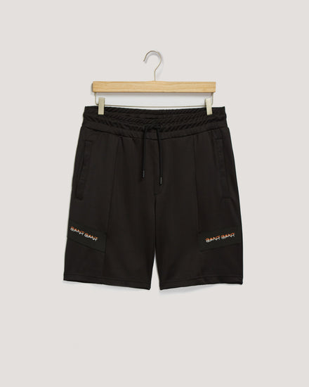 Szorty męskie z nadrukiem regular fit czarne