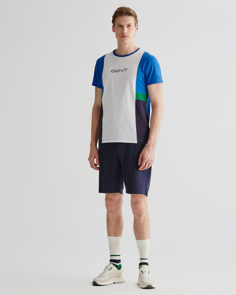 Bawełniany t-shirt męski z okrągłym kołnierzykiem z krótkim rękawem regular fit