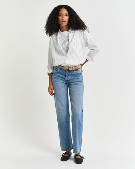 Spodnie damskie straight fit niebieskie