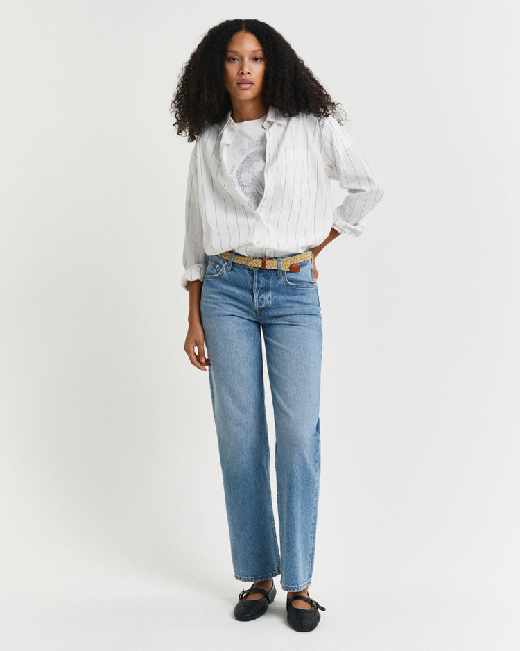 Spodnie damskie straight fit niebieskie