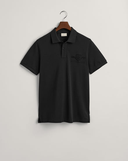 Koszulka polo męska z nadrukiem regular fit czarna