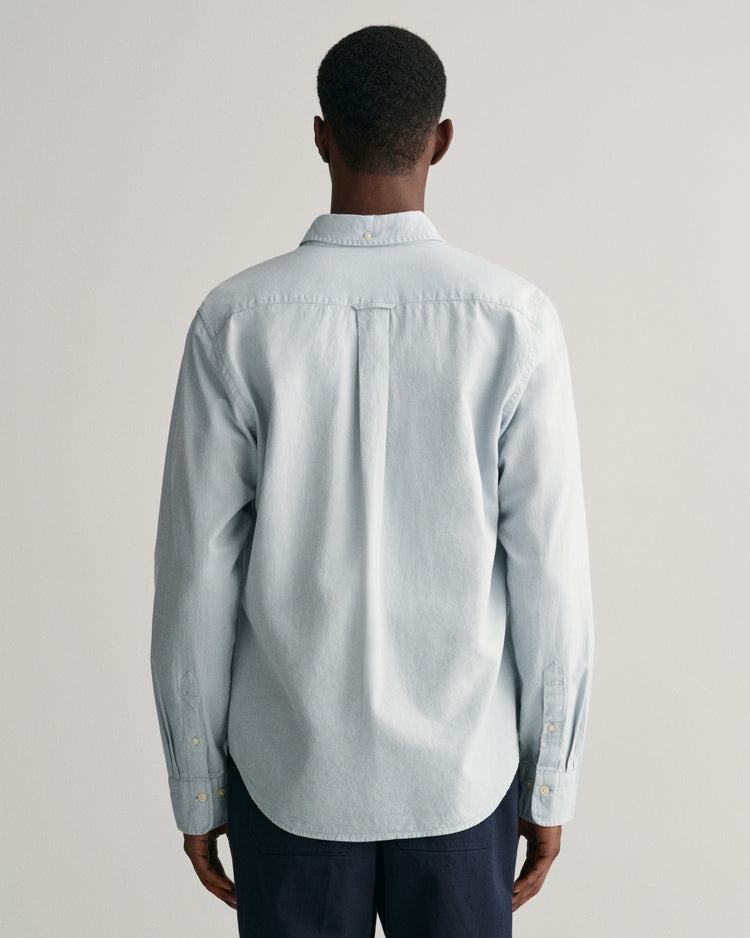 Bawełniana koszula męska z długim rękawem regular fit niebieska