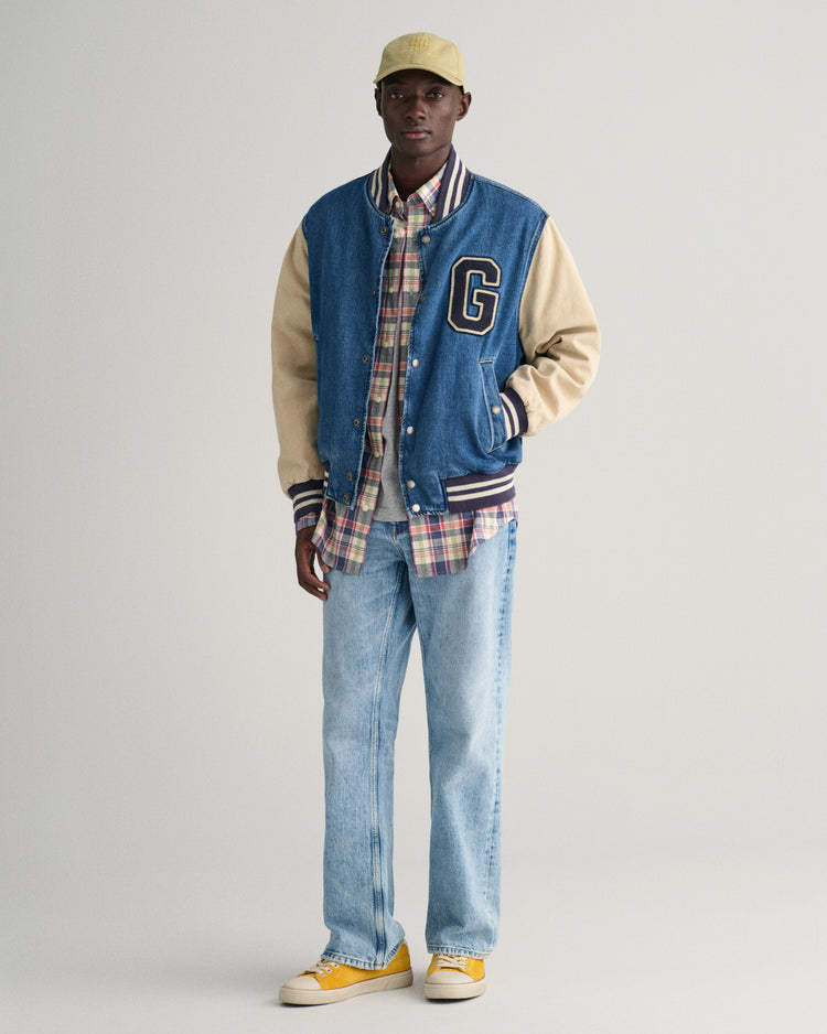 Koszula z bawełny i lnu w kratkę regular fit