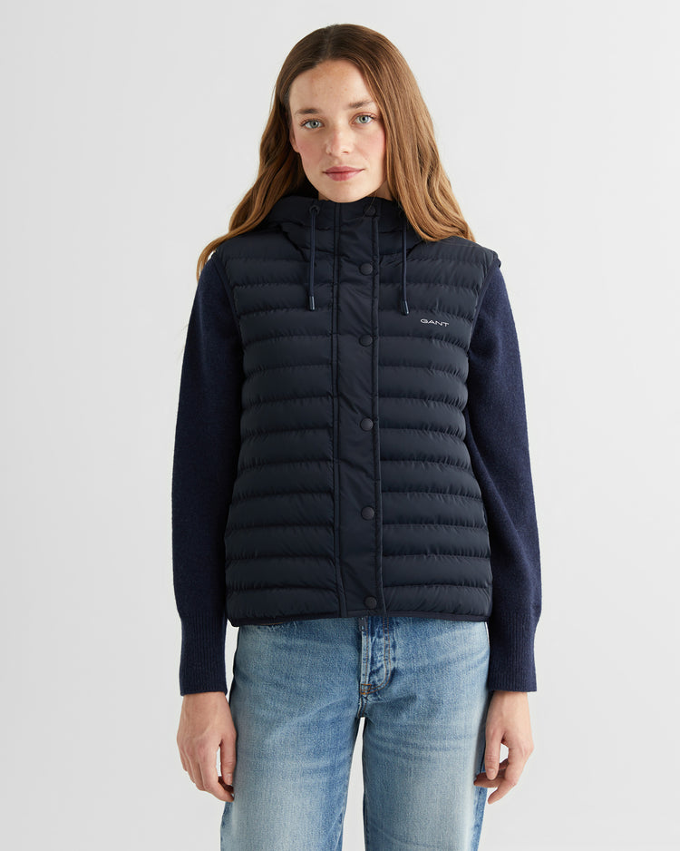 Bezrękawnik damski z kapturem regular fit granatowy