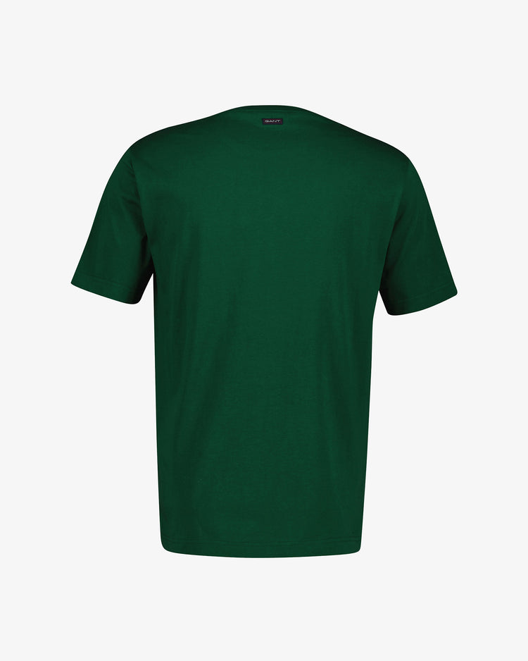 T-shirt męski z nadrukiem okrągły kołnierzyk regular fit zielony