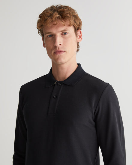 Bawełniany polo męski z długim rękawem i kołnierzykiem polo regular fit