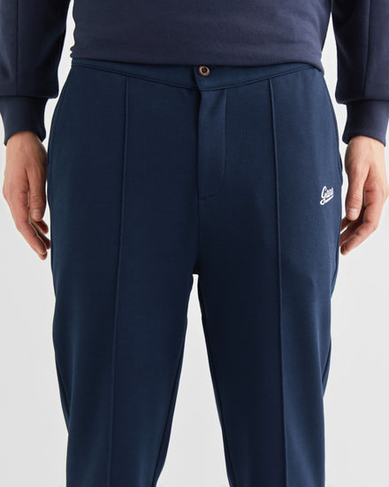 Bawełniane spodnie dresowe męskie regular fit granatowe