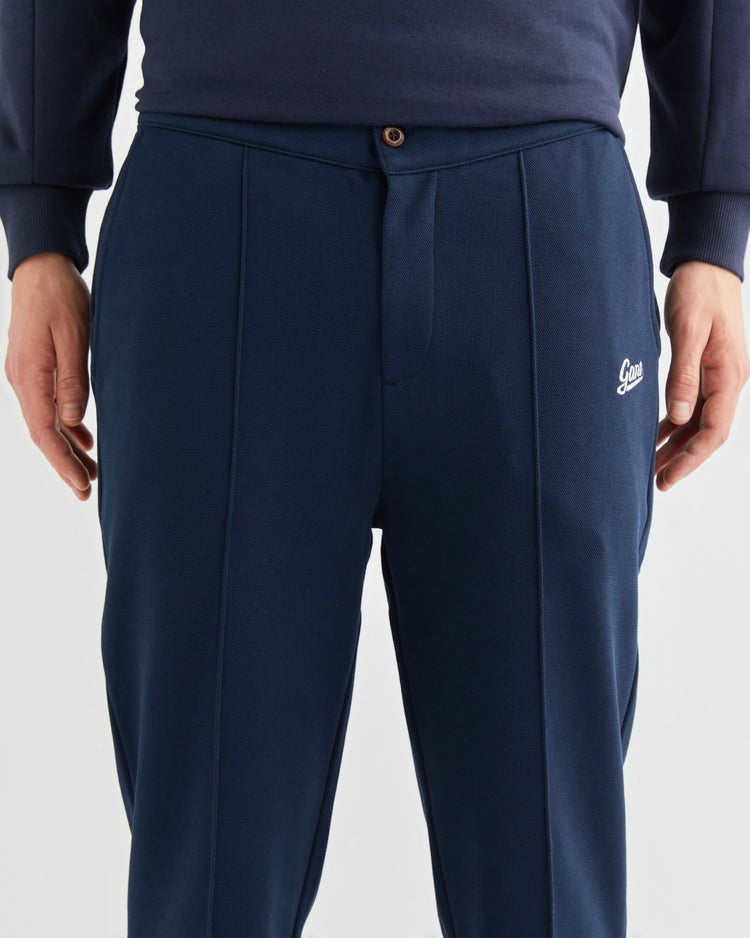 Bawełniane spodnie dresowe męskie regular fit granatowe