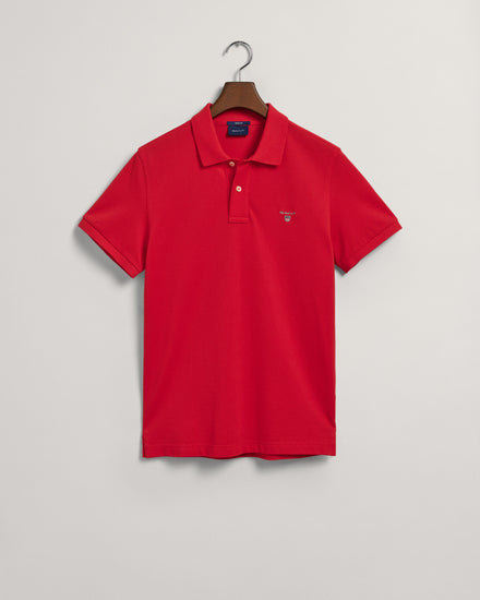 Bawełniany polo męski z krótkim rękawem regular fit czerwony
