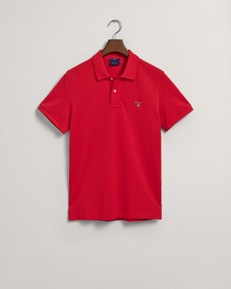 Bawełniany polo męski z krótkim rękawem regular fit czerwony