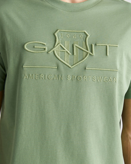 T-shirt męski z okrągłym kołnierzykiem regular fit zielony