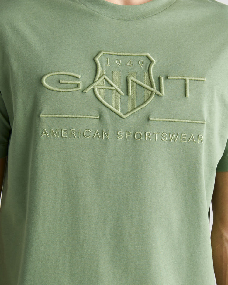 T-shirt męski z okrągłym kołnierzykiem regular fit zielony