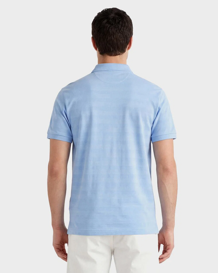 Bawełniany polo męski w paski z krótkim rękawem regular fit