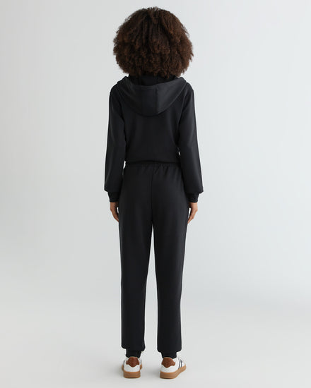 Spodnie dresowe damskie z nadrukiem regular fit czarne