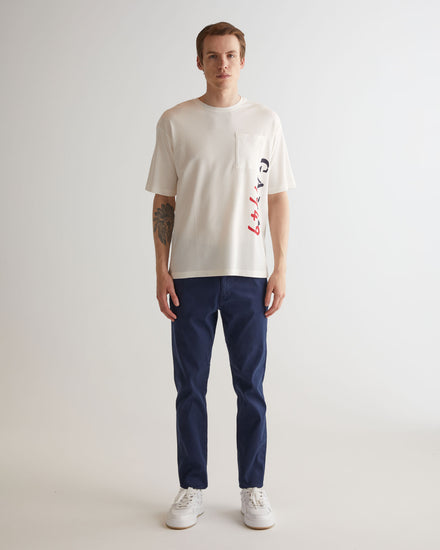 T-shirt męski z nadrukiem okrągły kołnierzyk regular fit