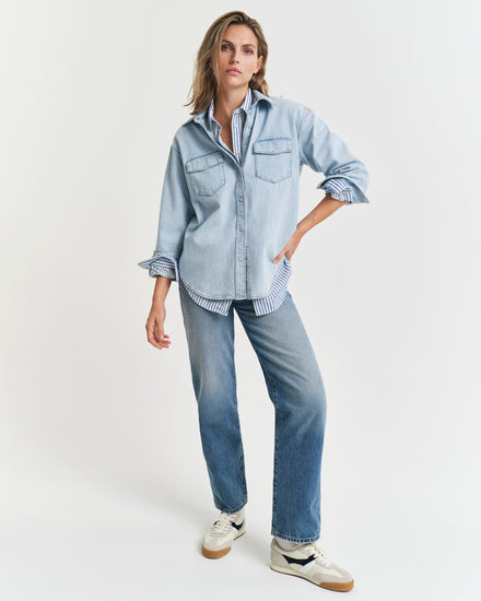 Koszula damska relaxed fit niebieska