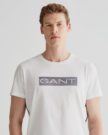 Bawełniany t-shirt męski z nadrukiem okrągły kołnierzyk regular fit