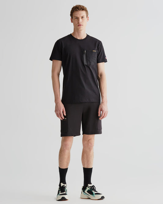 Szorty męskie z nadrukiem regular fit czarne