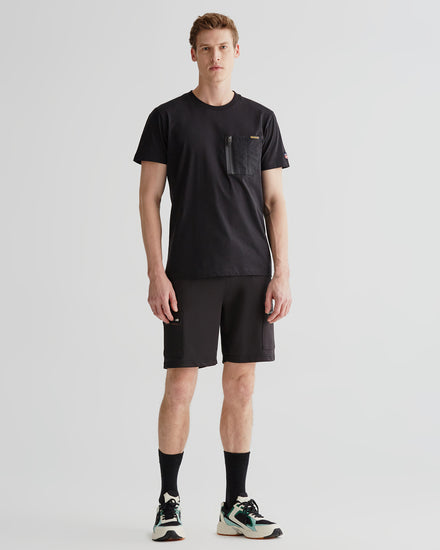 Szorty męskie z nadrukiem regular fit czarne