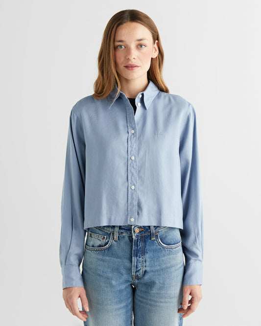 Koszula damska z długim rękawem niebieska