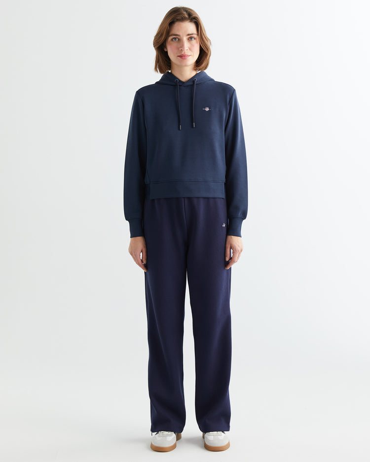 Bluza damska z okrągłym kołnierzykiem regular fit granatowa